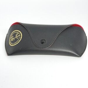 Ray Ban Sunglasses Case Black Red Faux Leather Snap Closure 100 UV Protection